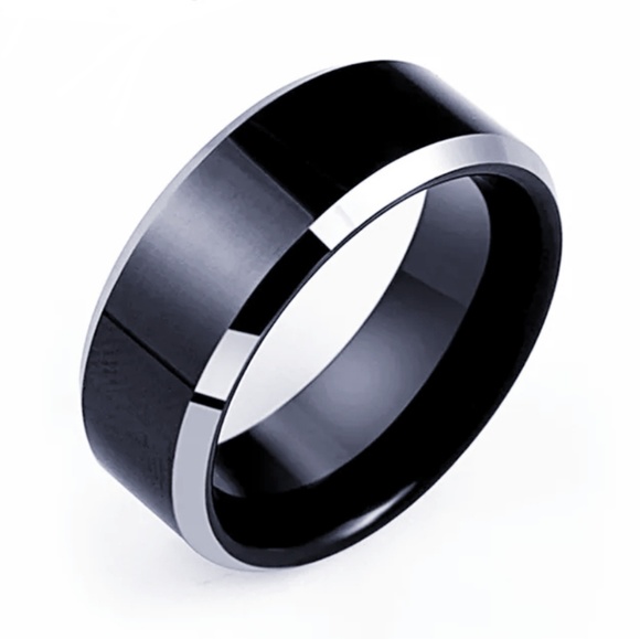stainless steel ring wide band Other - 8mm Titanium Steel Matte Black Ring Unisex